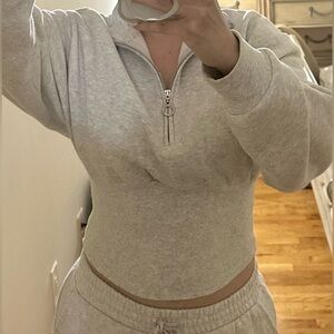 Like New! Victoria Secret Corset half zip sweatshirt gray M